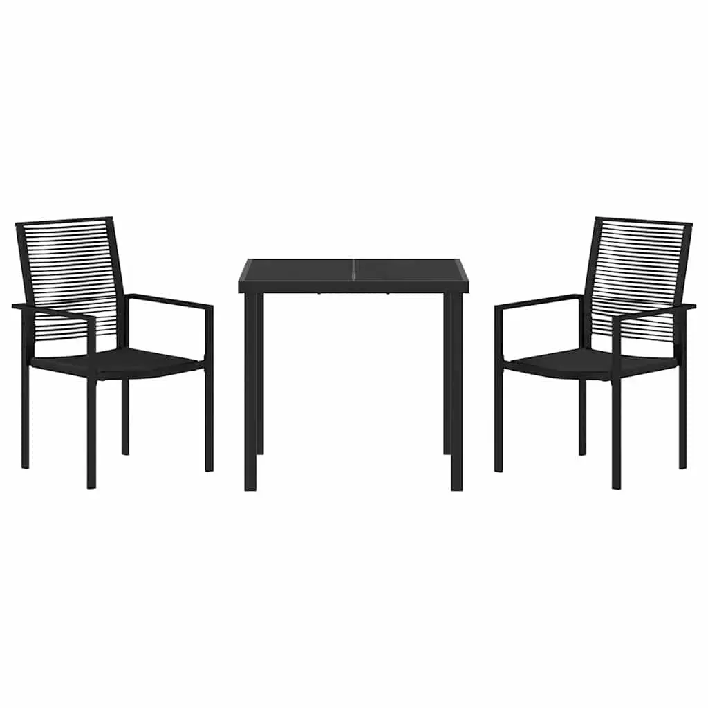 Garden Dining Set Contemporary Black Steel 3 Pieces Outdoor Furniture