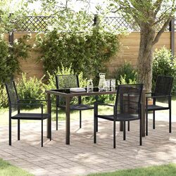 Friendly 5-Piece Black Steel Dining Set for Outdoors