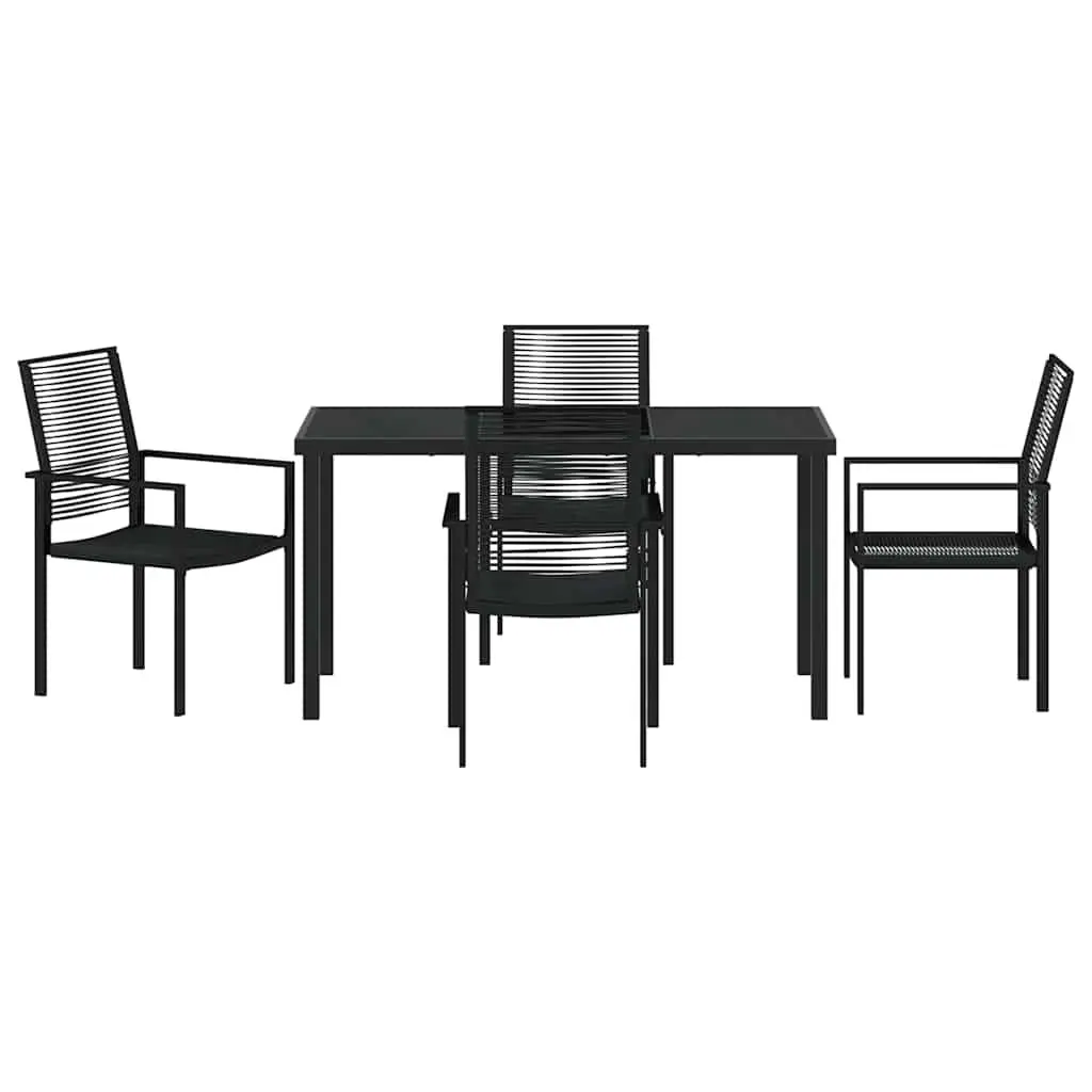 Garden Dining Set Contemporary Black Steel 5 Piece Outdoor Furniture Patio Table Chairs