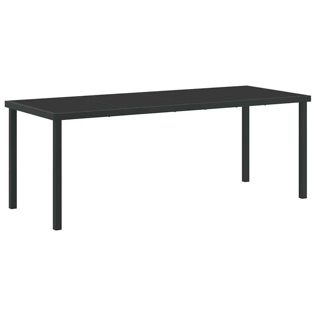Outdoor Dining Set Contemporary 7 Piece Black Steel Frame Patio Table Chairs