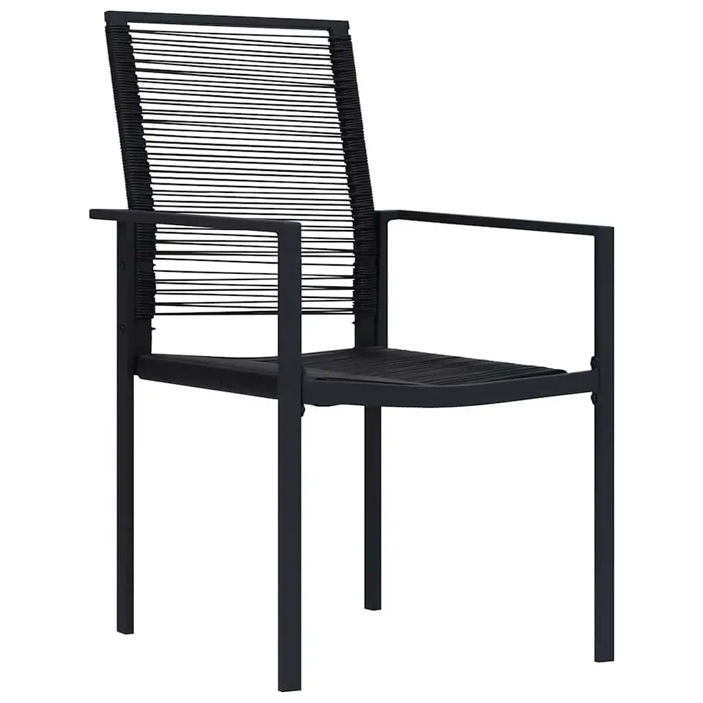 Outdoor Dining Set Contemporary 7 Piece Black Steel Frame Patio Table Chairs