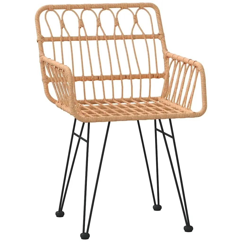 Garden Dining Set Rectangular Brown Poly Rattan and Steel Frame 5 Piece