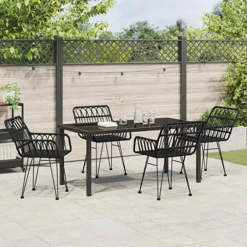 Outdoor Garden Dining Set Rectangular Black Steel Frame 5 Piece