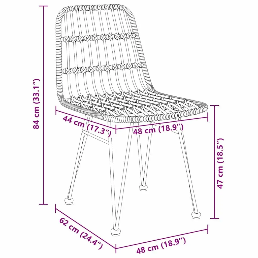 Garden Dining Set 3 Piece Brown Outdoor Furniture Patio Table Chairs Steel Frame