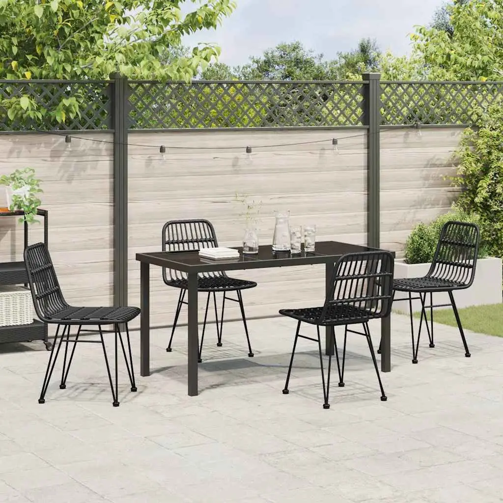 Garden Dining Set 5 Piece Outdoor Furniture Black Steel Frame Patio Table Chairs