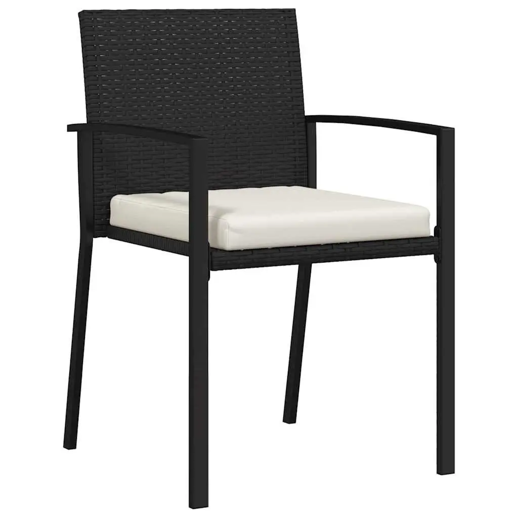 Garden Dining Set 5 Piece Black Steel Modern Outdoor Furniture Table Chairs