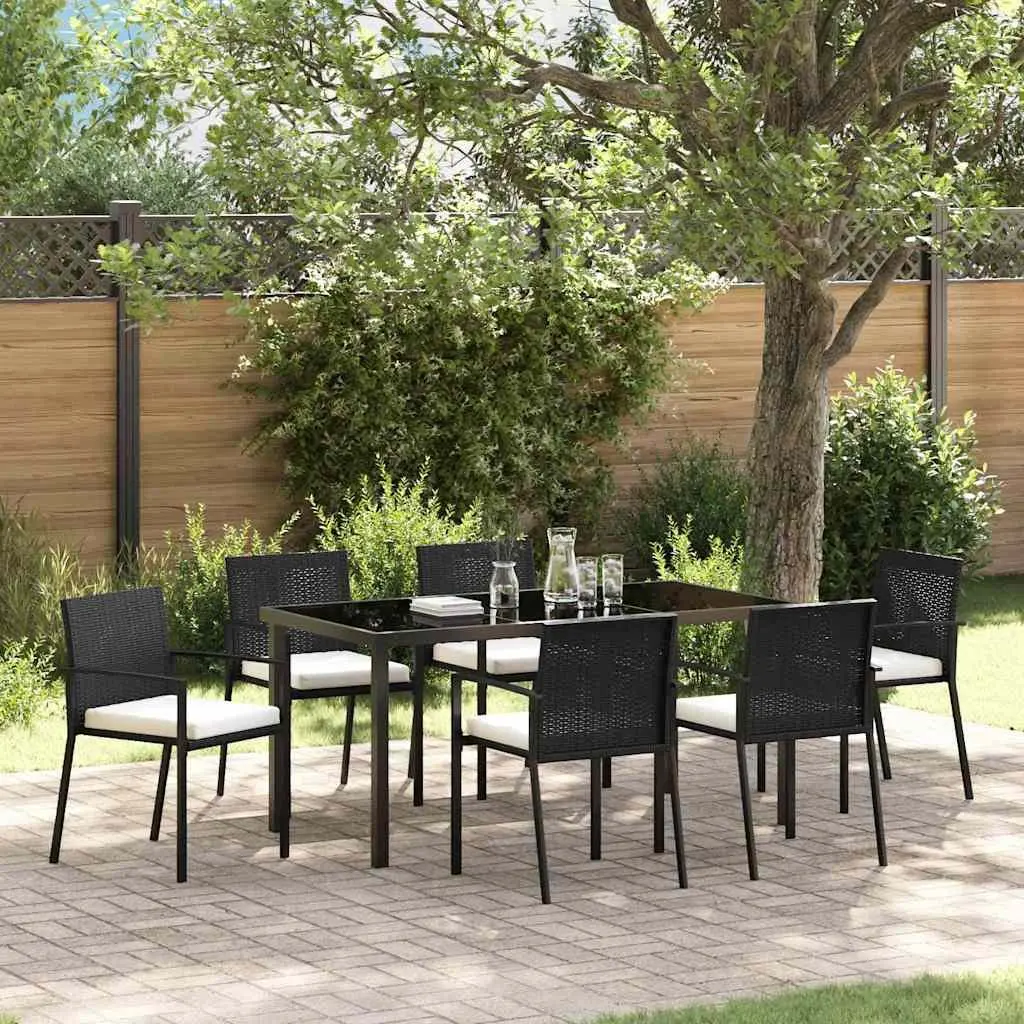 7-Piece Black Steel Dining Set