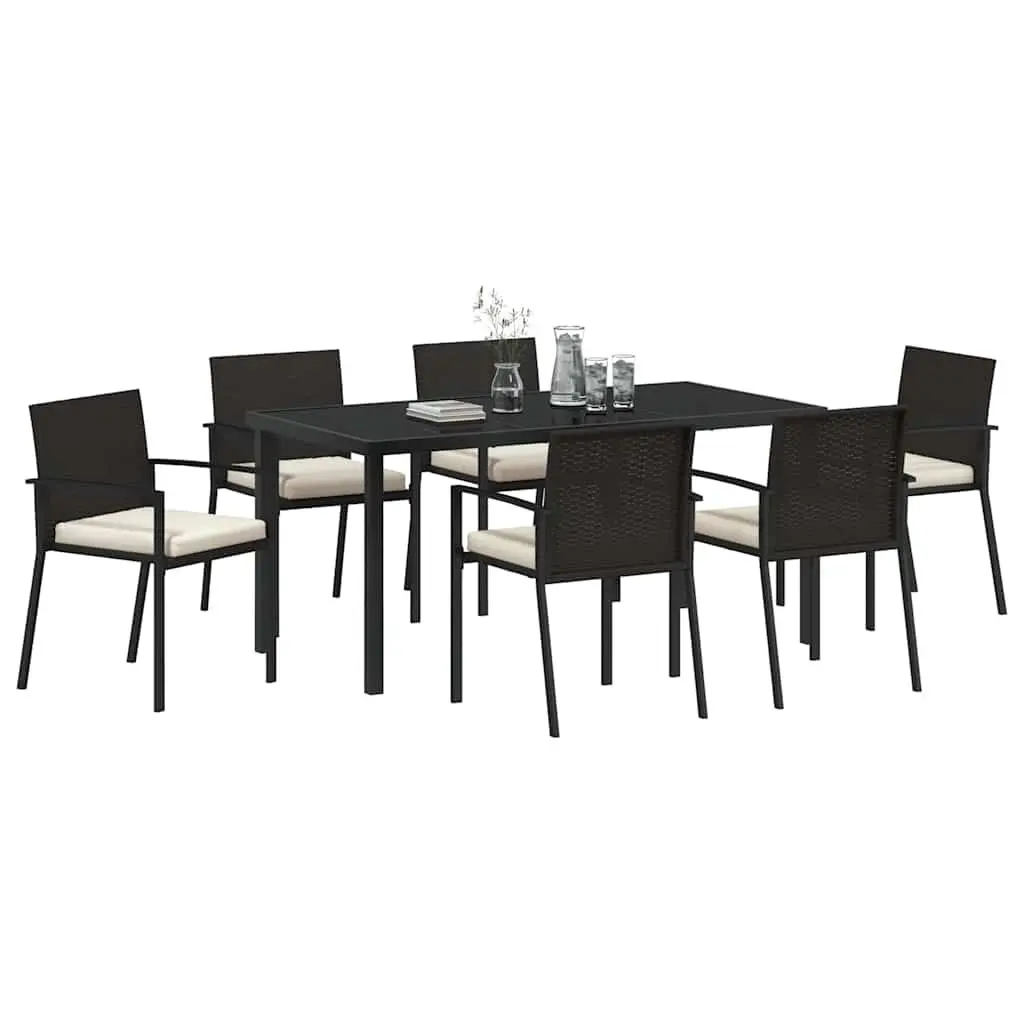 7-Piece Black Steel Dining Set