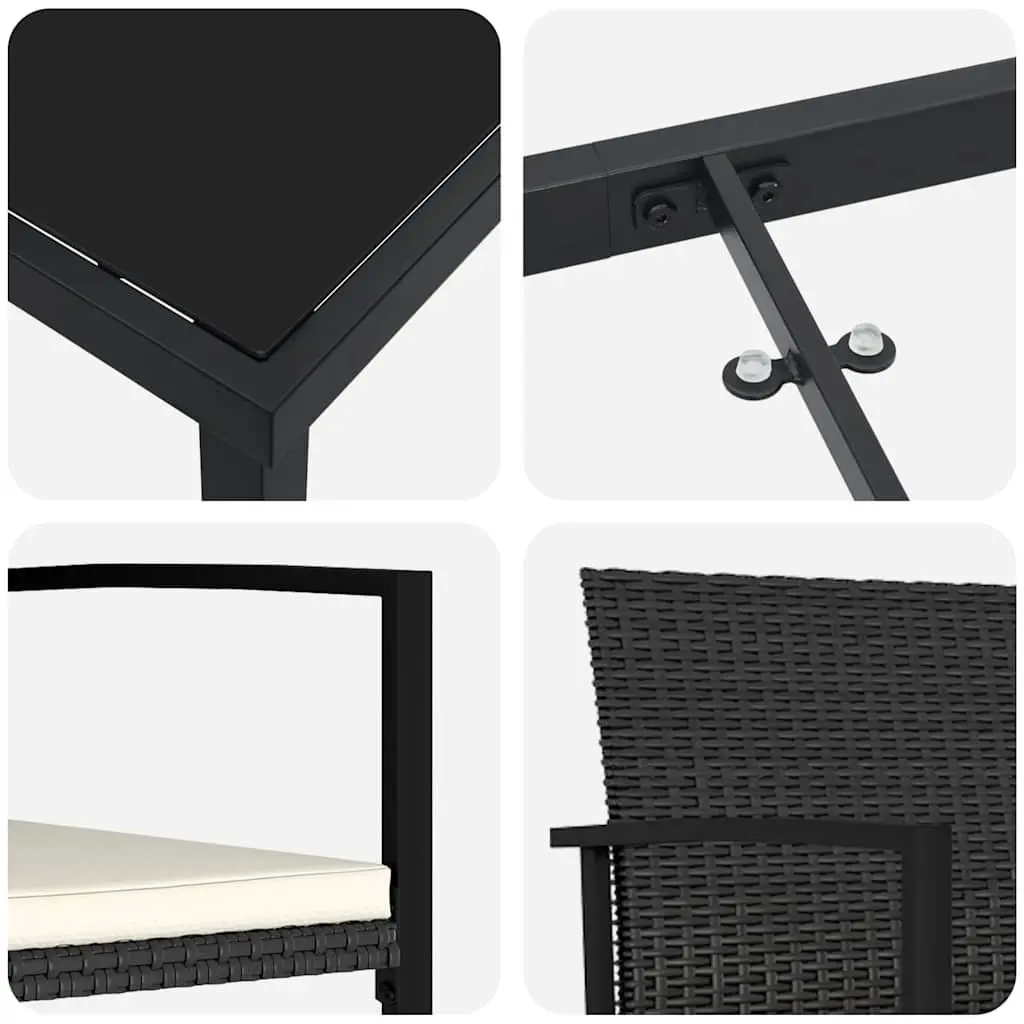 7-Piece Black Steel Dining Set