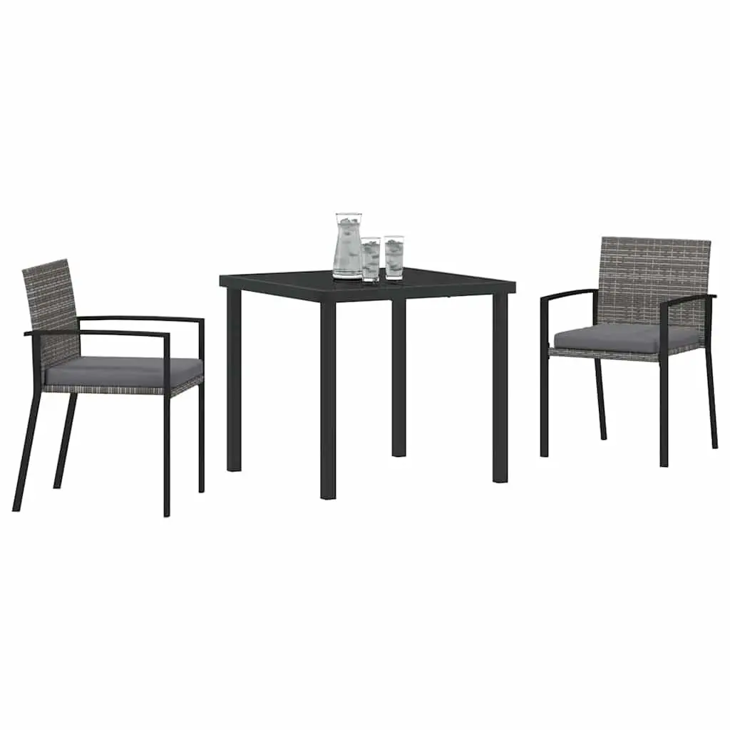 Garden Dining Set Modern Outdoor Furniture 3 Piece Grey Patio Table Chair