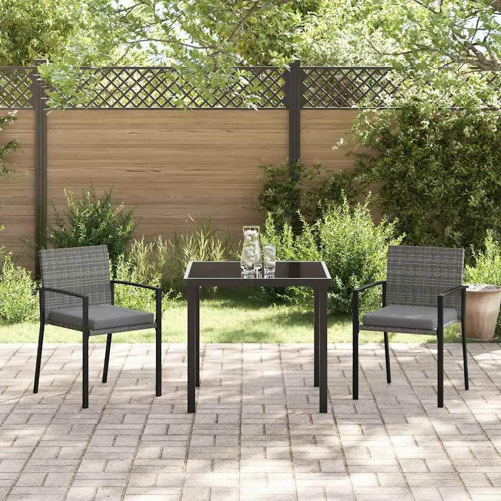 Garden Dining Set Modern Outdoor Furniture 3 Piece Grey Patio Table Chair
