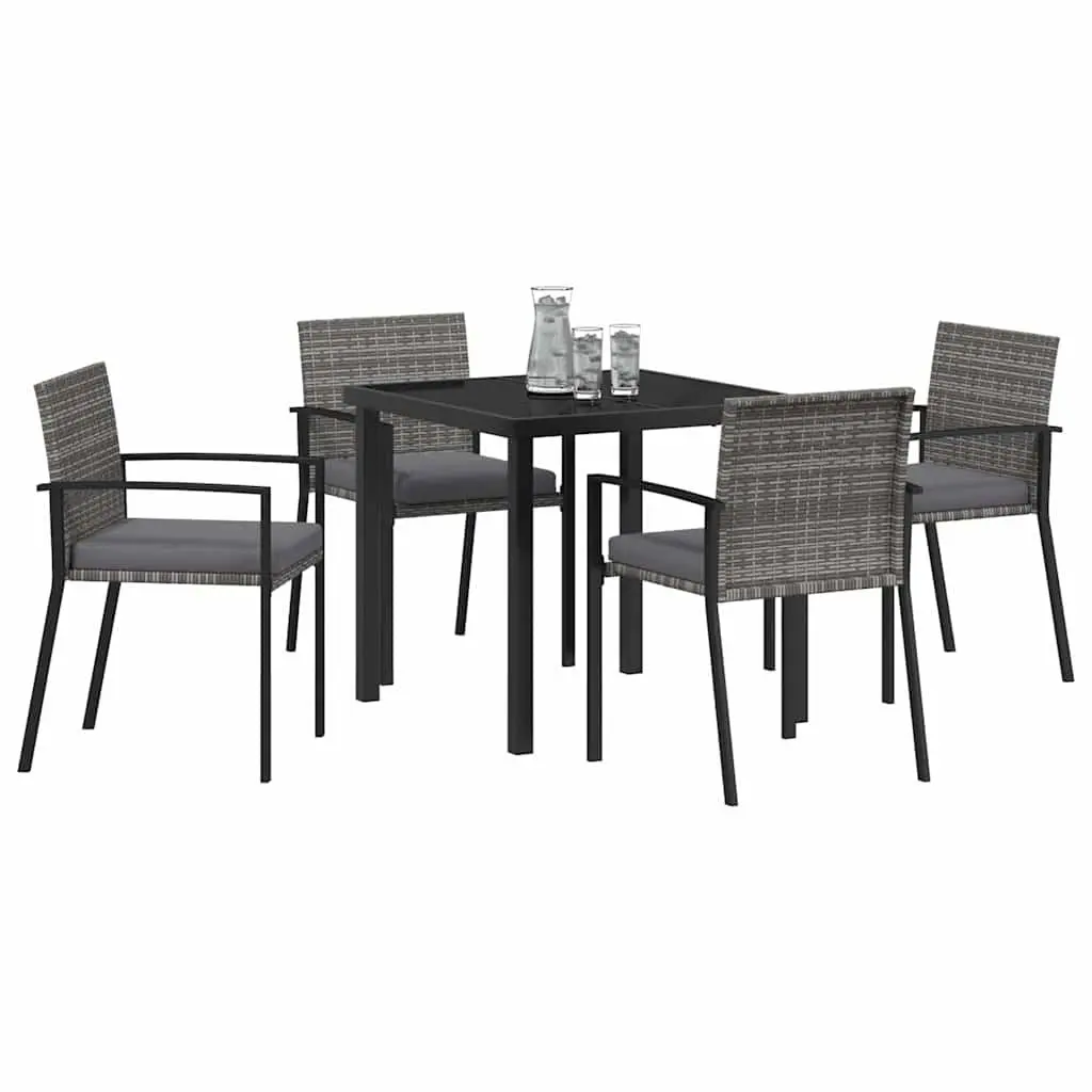 Garden Dining Set Modern 5 Piece Outdoor Furniture Steel Frame Poly Rattan Chairs