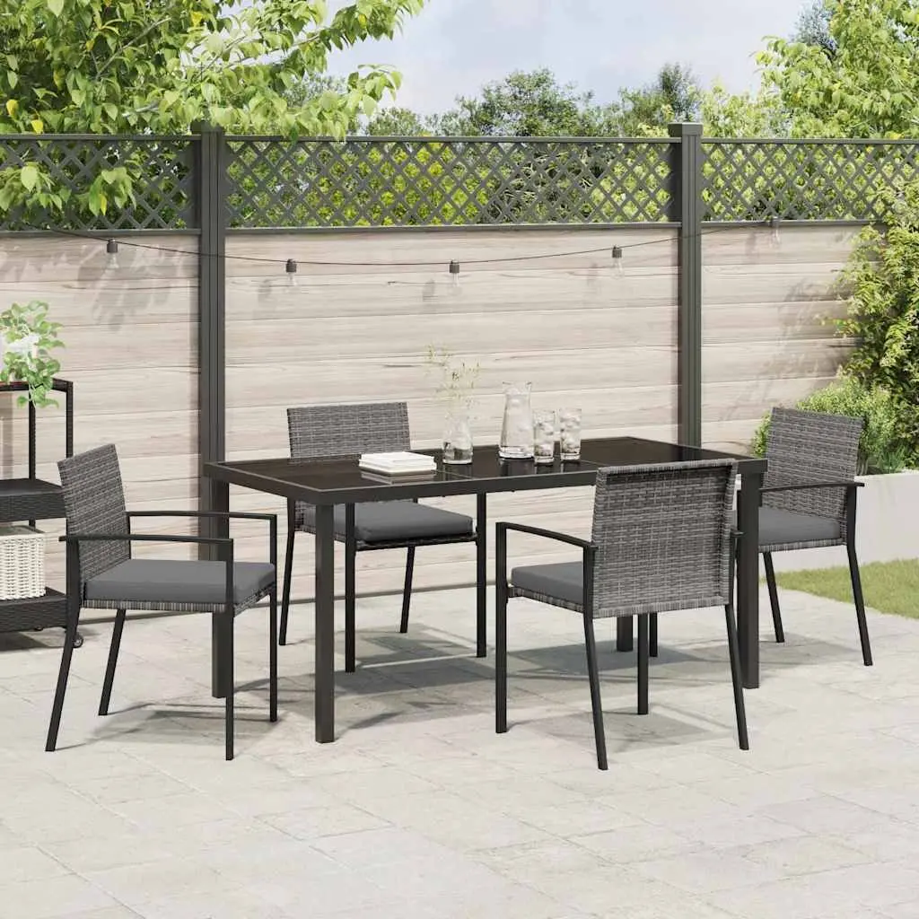 Garden Dining Set 5 Pieces Outdoor Furniture Steel Frame Rattan Chairs Table
