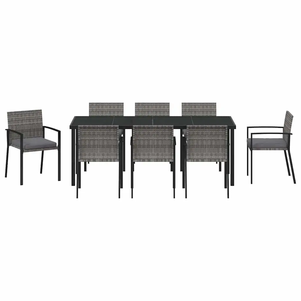Garden Dining Set 9 Pieces Outdoor Furniture Patio Table Chairs Grey