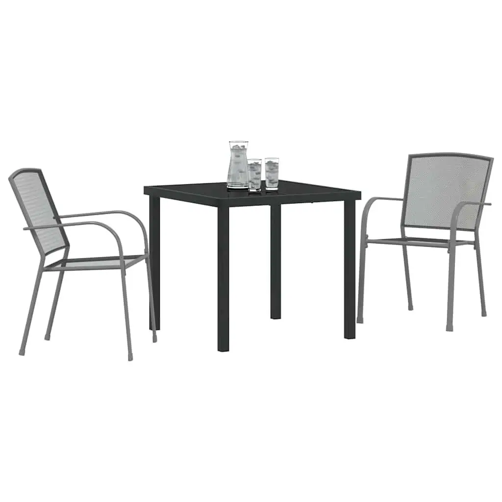 Garden Dining Set Contemporary Rectangular 3 Pieces Anthracite Powder-Coated Steel