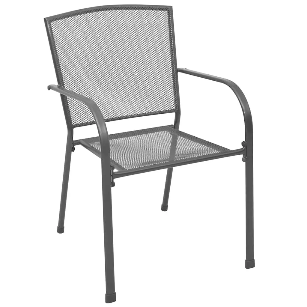 Garden Dining Set Contemporary Rectangular 3 Pieces Anthracite Powder-Coated Steel