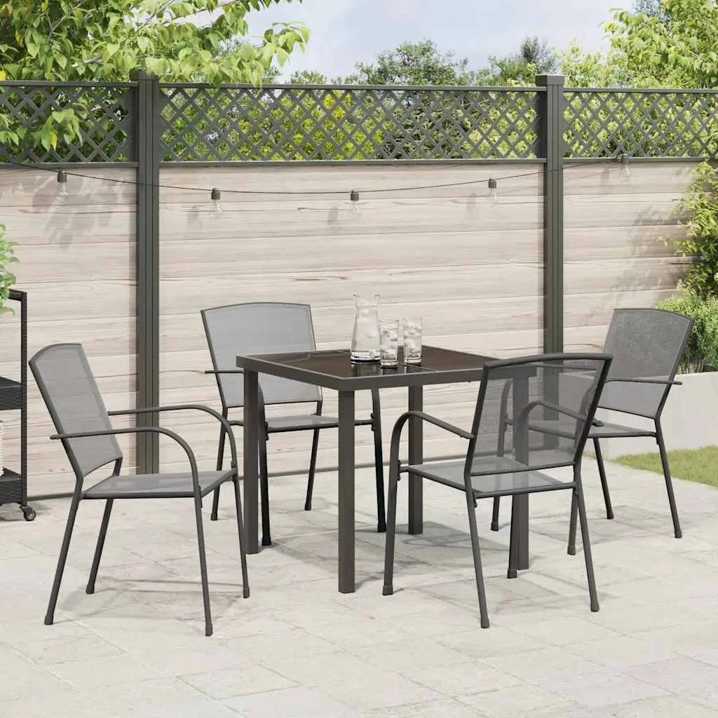 Garden Dining Set 5 Pieces Anthracite Outdoor Furniture Patio Table Chairs