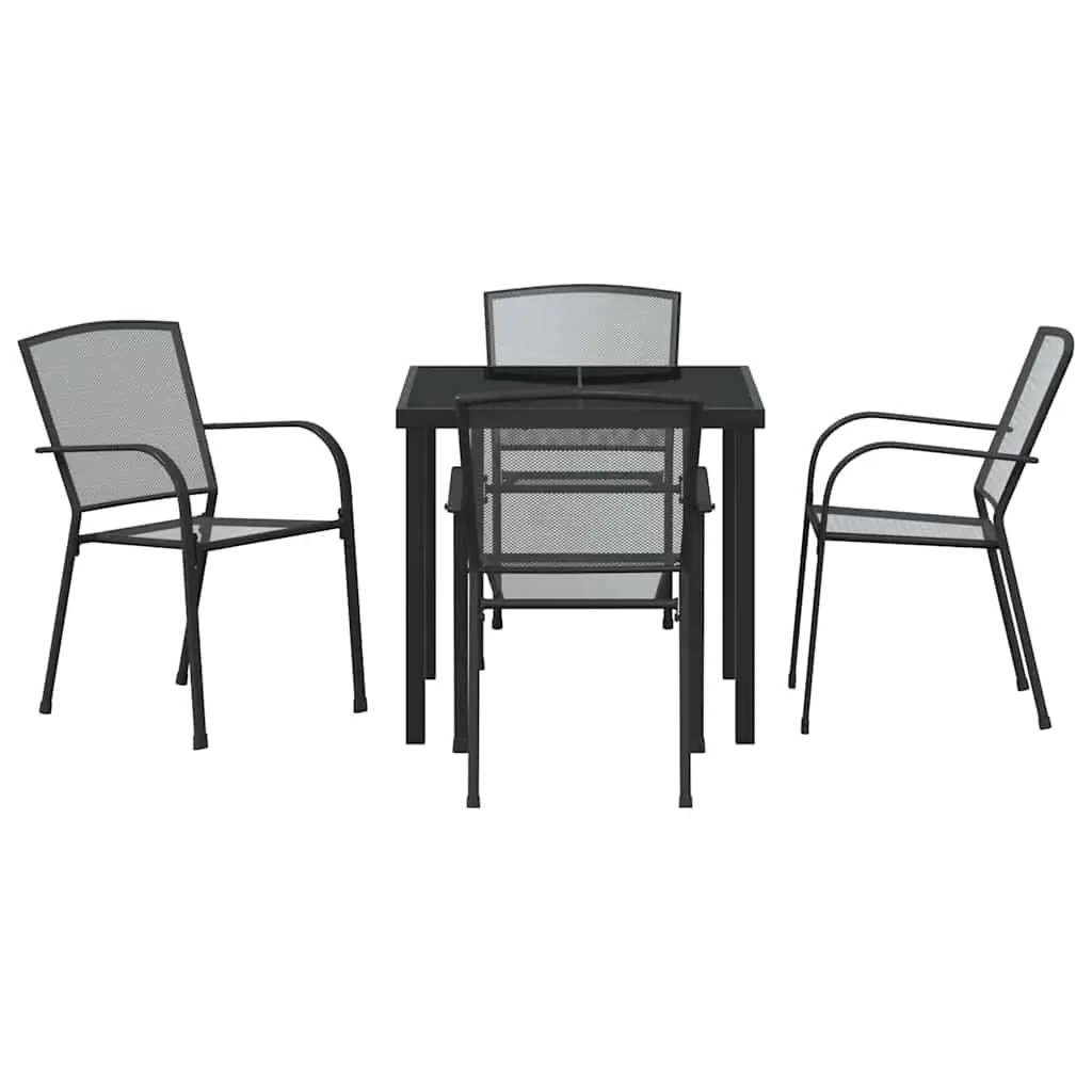 Garden Dining Set 5 Pieces Anthracite Outdoor Furniture Patio Table Chairs