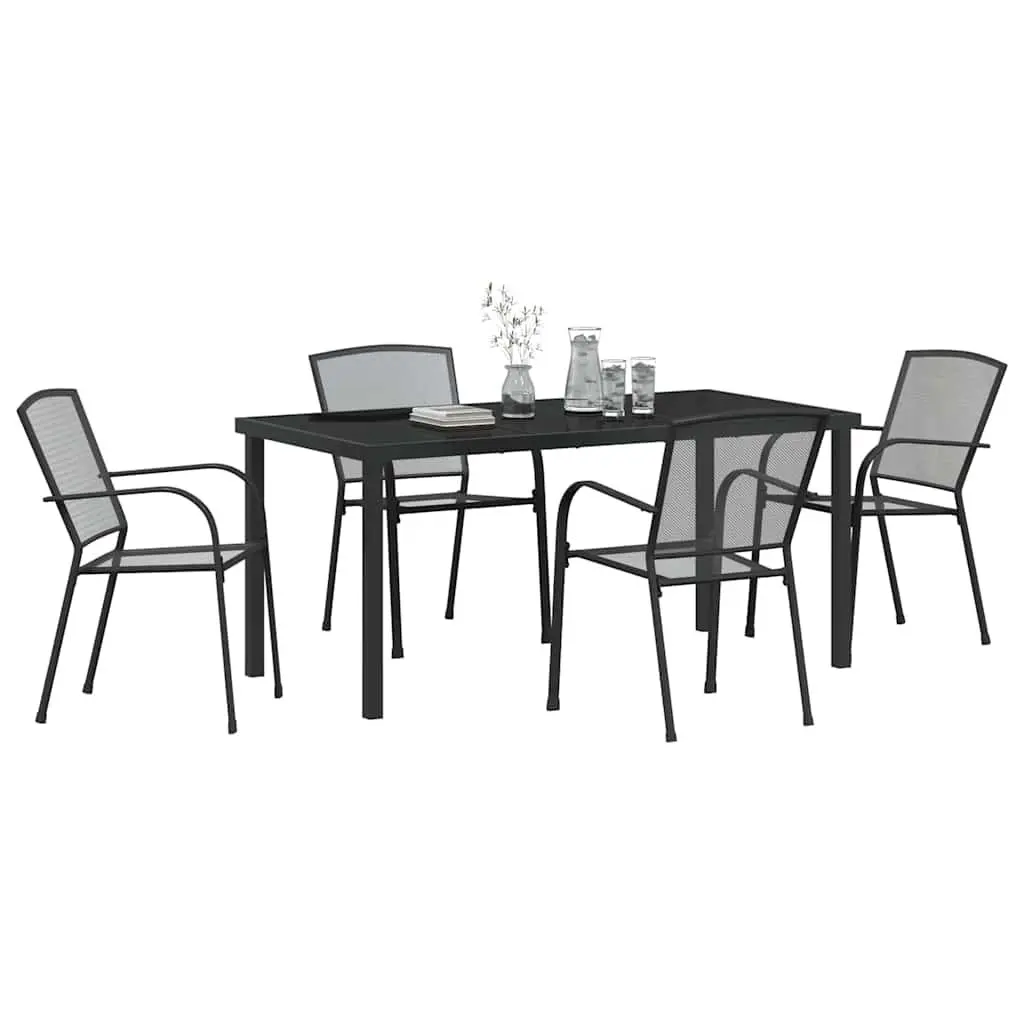 Garden Dining Set 5 pcs Anthracite Rectangular Outdoor Furniture Steel Frame