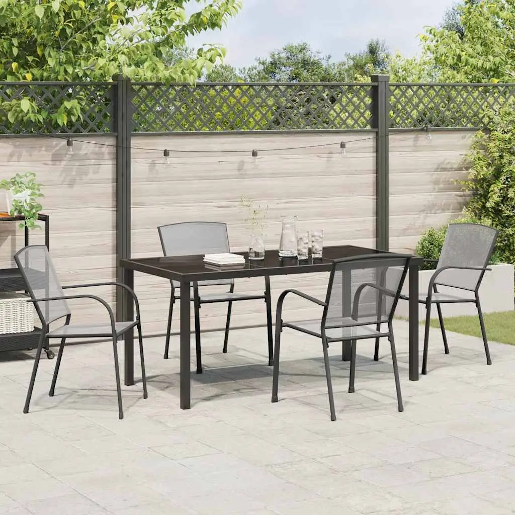 Garden Dining Set 5 pcs Anthracite Rectangular Outdoor Furniture Steel Frame