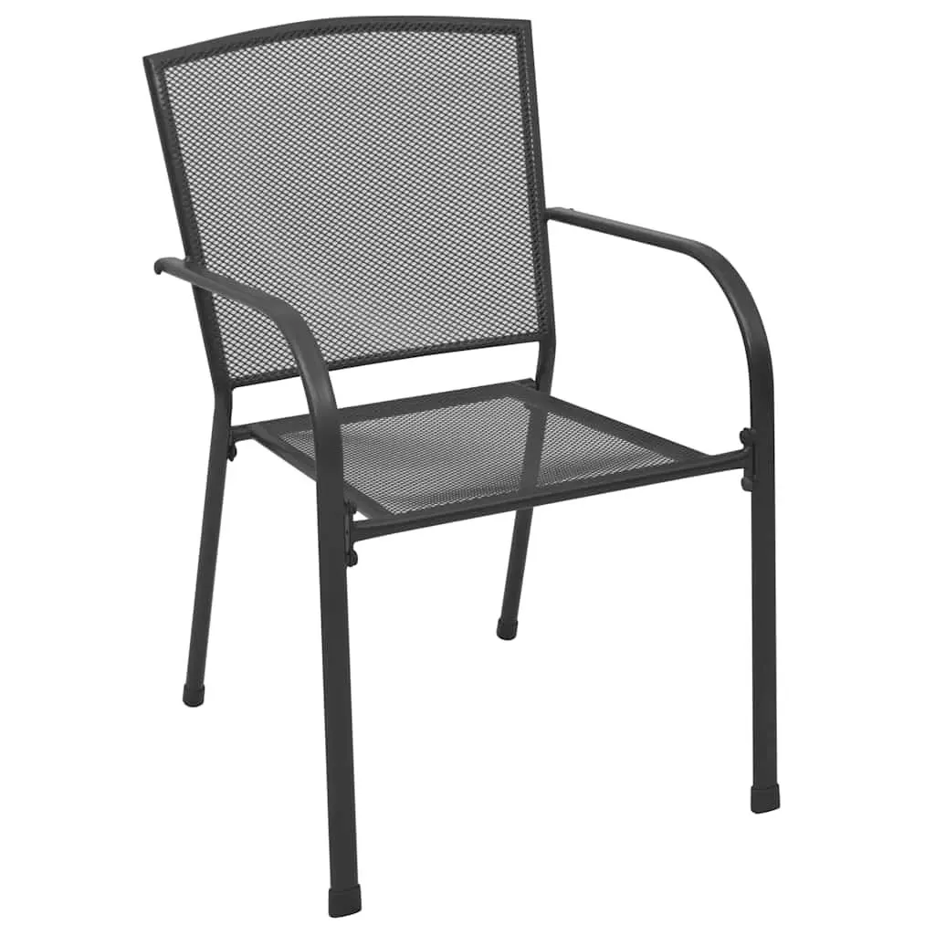 Garden Dining Set 5 pcs Anthracite Rectangular Outdoor Furniture Steel Frame