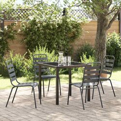 Garden Dining Set 5 Pieces Anthracite Steel Outdoor Furniture Patio Table Chairs