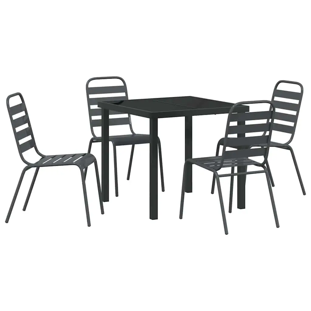 Garden Dining Set Industrial Style 5 Pieces Anthracite Steel Outdoor Furniture