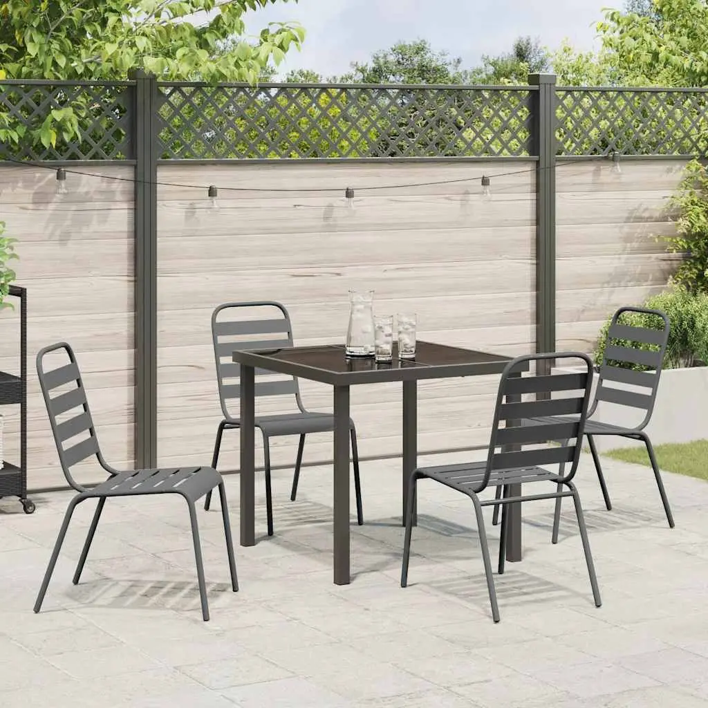 Garden Dining Set Industrial Style 5 Pieces Anthracite Steel Outdoor Furniture