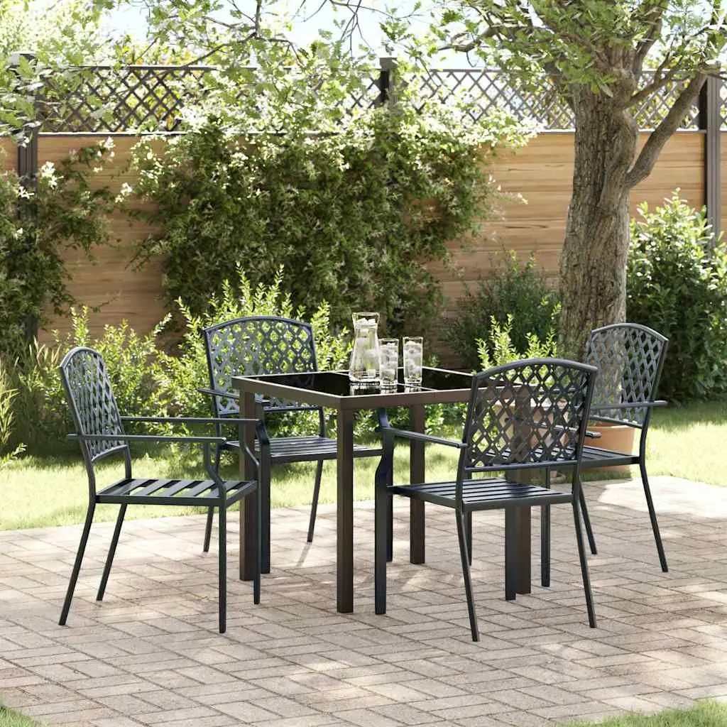 Garden Dining Set Modern 5 Piece Outdoor Furniture Anthracite Steel Tempered Glass