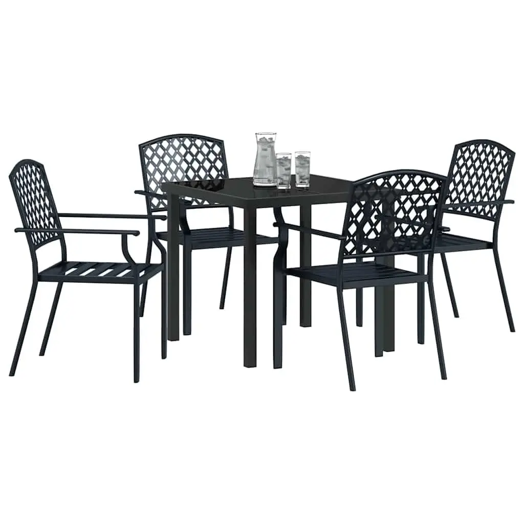 Garden Dining Set Modern 5 Piece Outdoor Furniture Anthracite Steel Tempered Glass