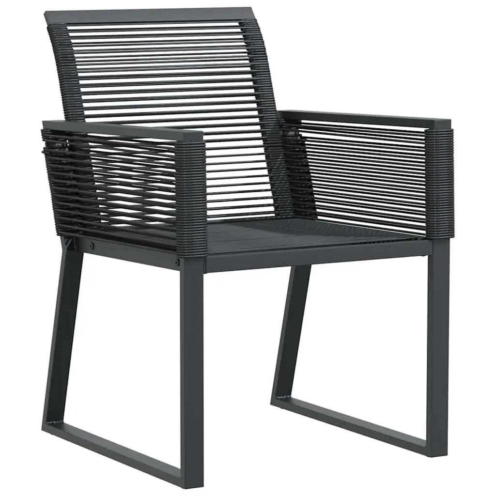 Garden Dining Set 3 Piece Black Outdoor Furniture Patio Table Chairs