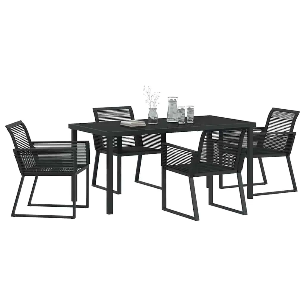 Garden Dining Set Modern Rectangular Black 5 Piece Outdoor Furniture