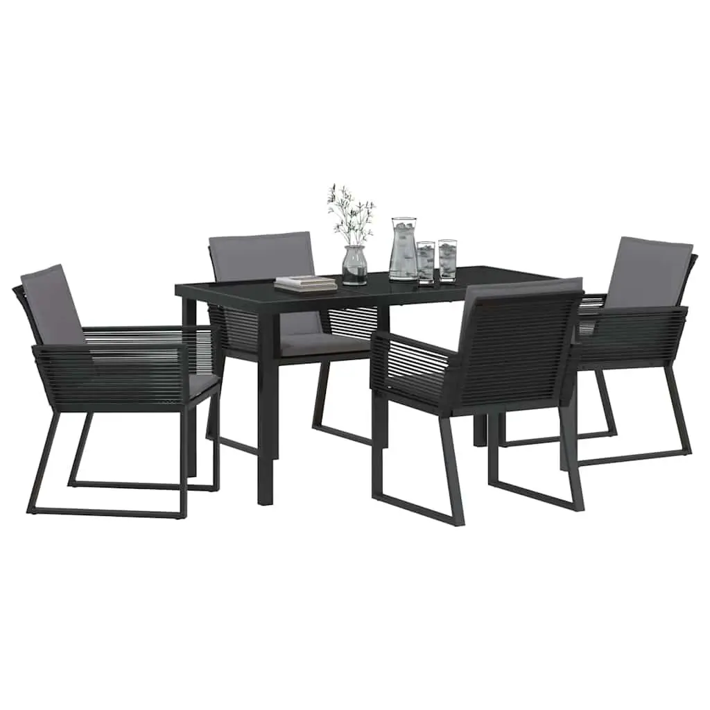 Garden Dining Set 5 Pieces Black Steel Frame Outdoor Furniture Patio Table