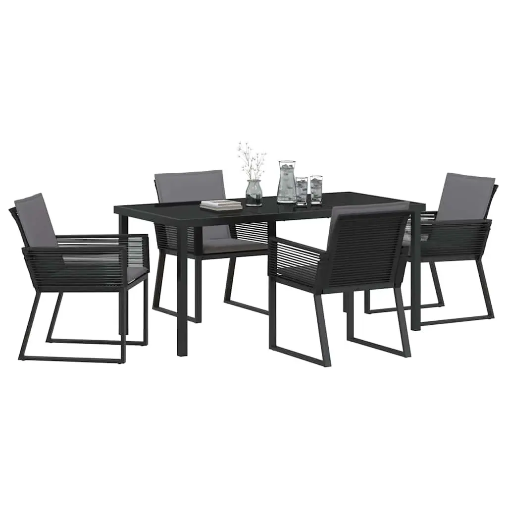 Garden Dining Set 5 Pieces Outdoor Furniture Black Steel Frame Poly Rattan