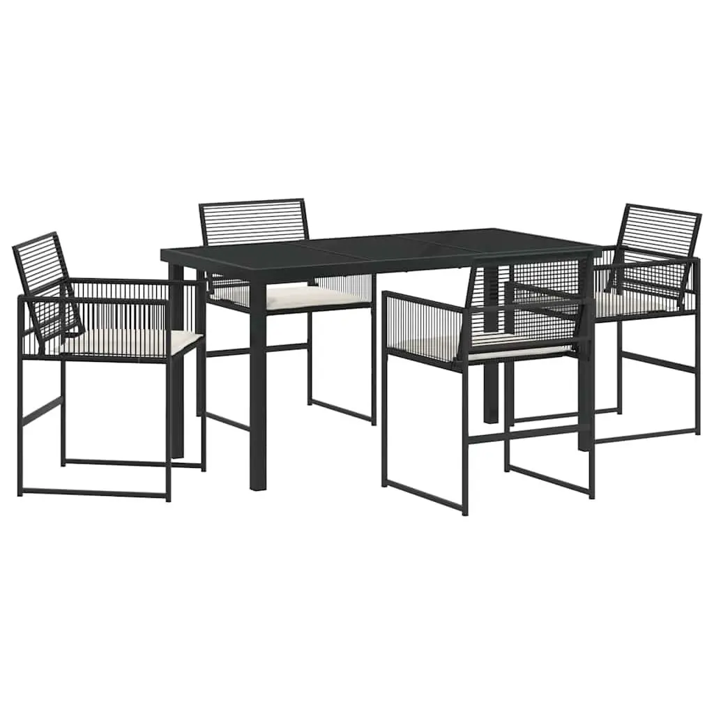 Garden Dining Set Black Poly Rattan 5 Pieces Outdoor Furniture Patio Table