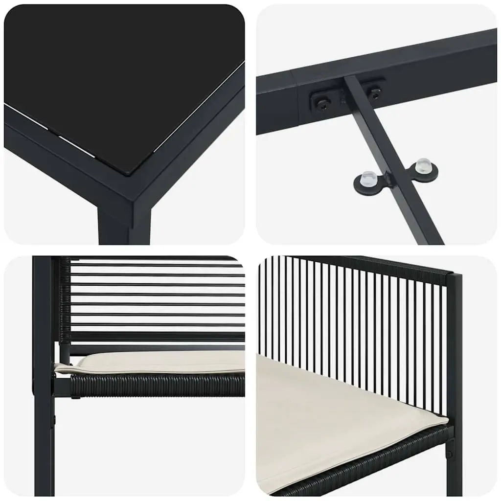 Garden Dining Set Black Poly Rattan 5 Piece Outdoor Furniture