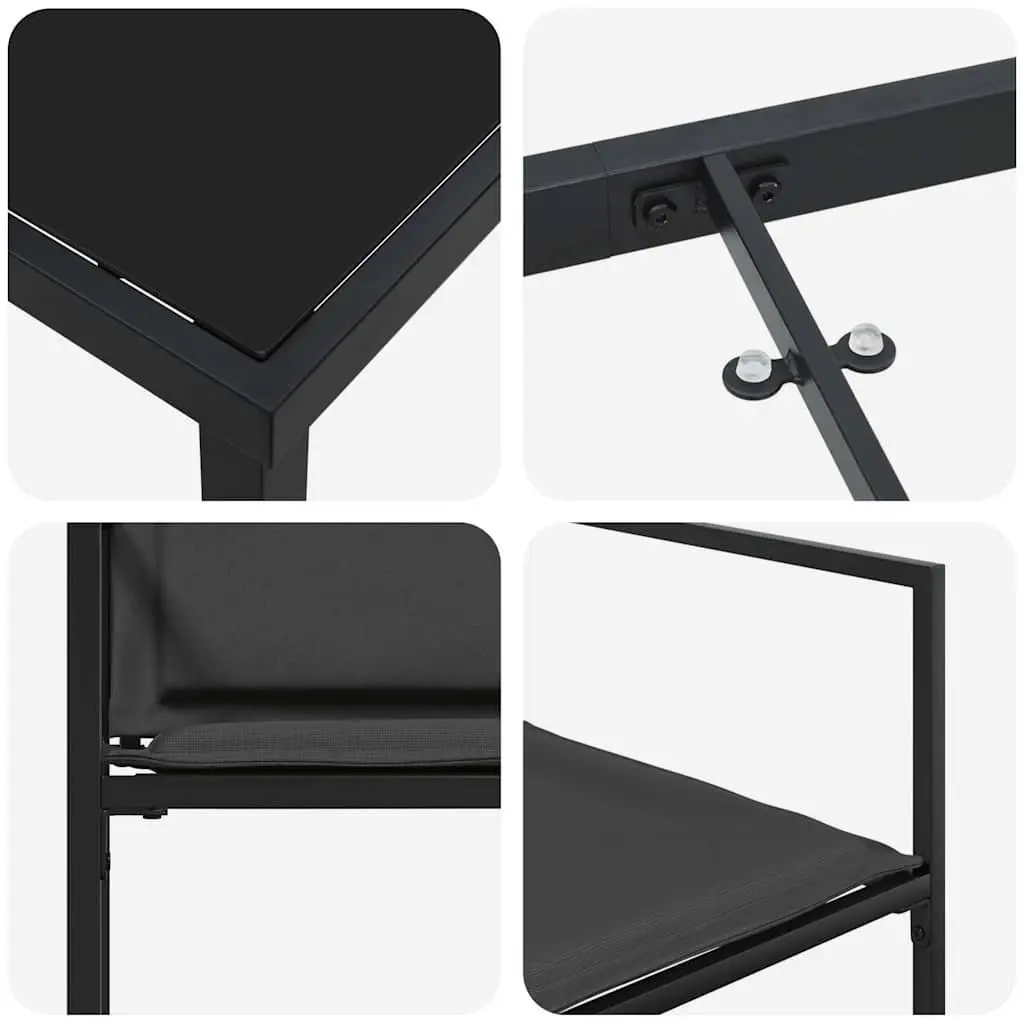 Outdoor Dining Set 5 Piece Black Garden Furniture Table Chairs Steel Frame