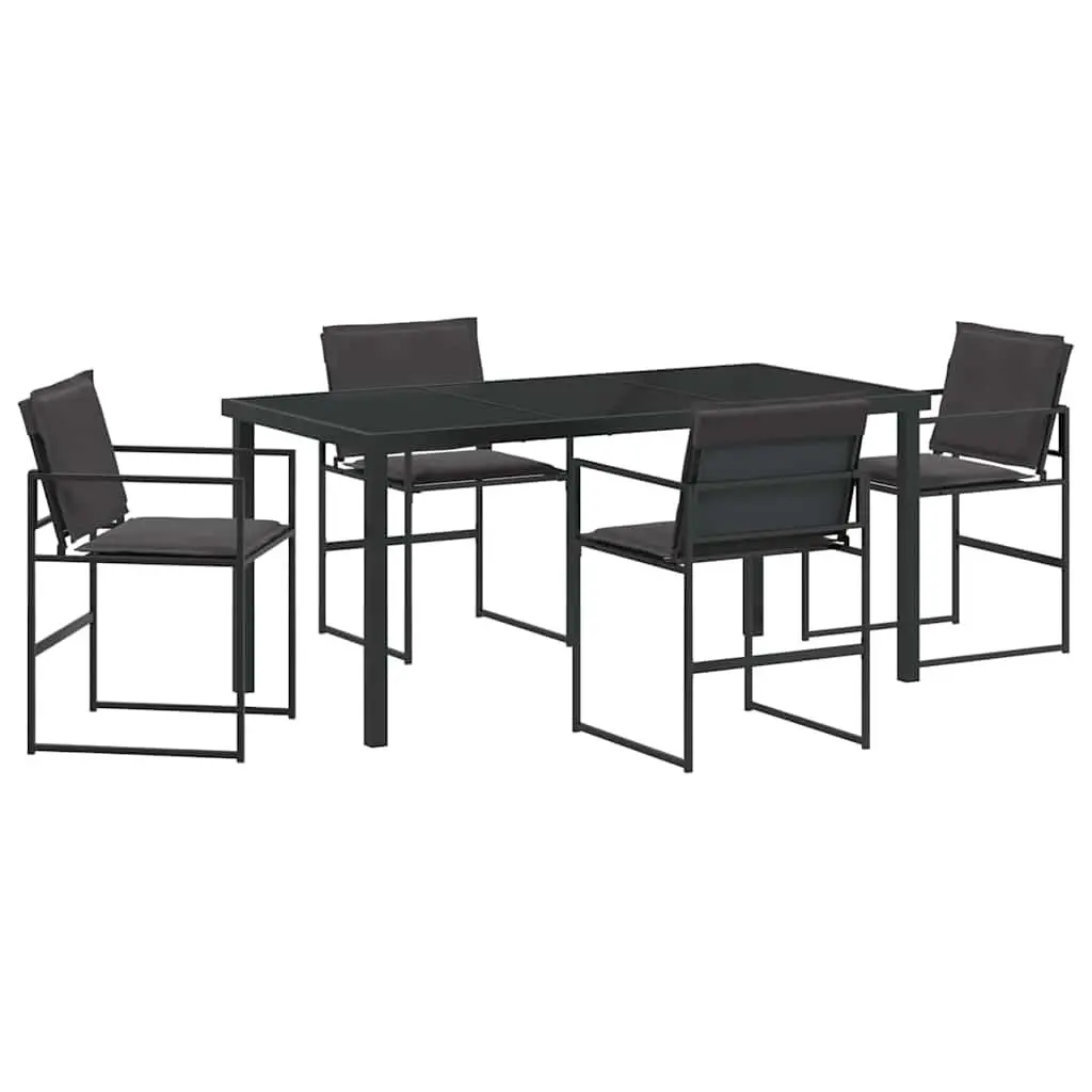 Garden Dining Set 5 Pieces Outdoor Seating Black Table Chairs Patio Furniture