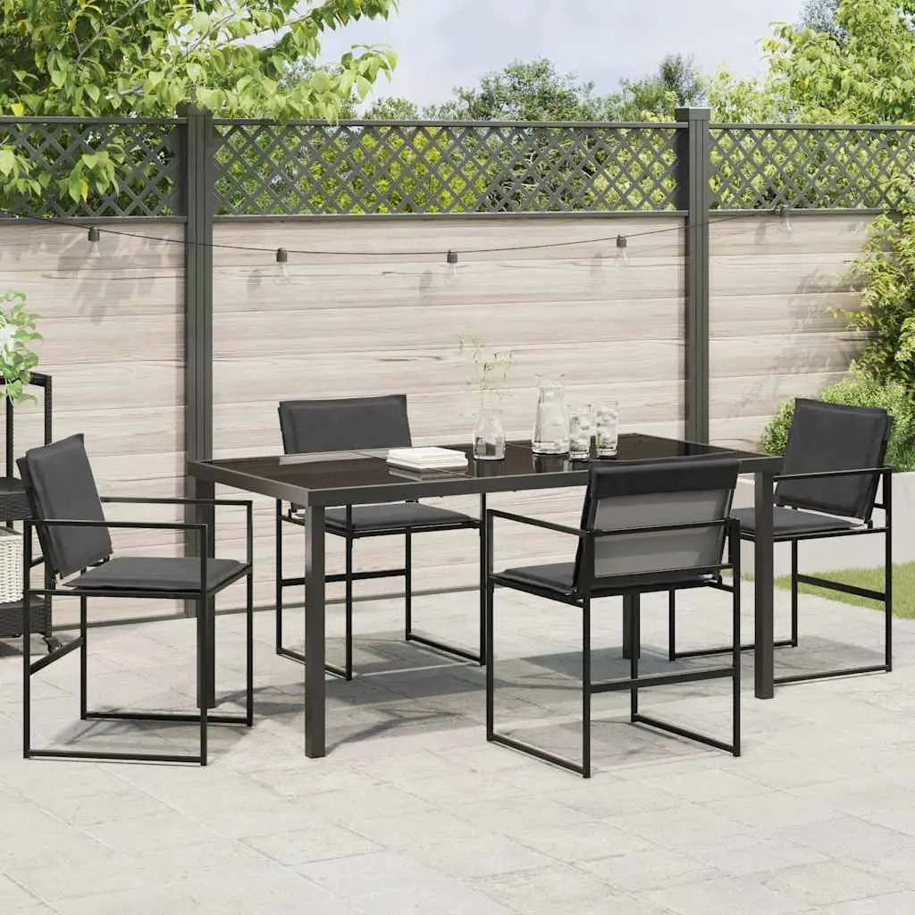 Garden Dining Set 5 Pieces Outdoor Seating Black Table Chairs Patio Furniture