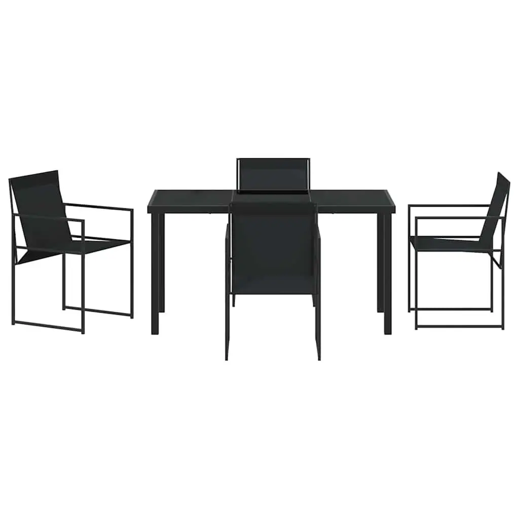 Outdoor Garden Dining Set 5 Pieces Black Steel Textilene Chairs Table