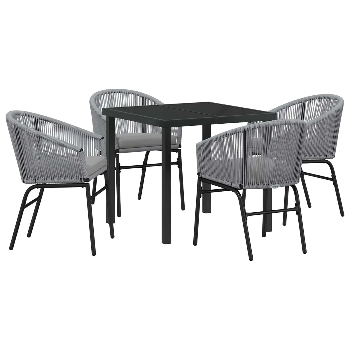 Garden Dining Set 5 pcs Outdoor Furniture Steel Frame Tempered Glass Table