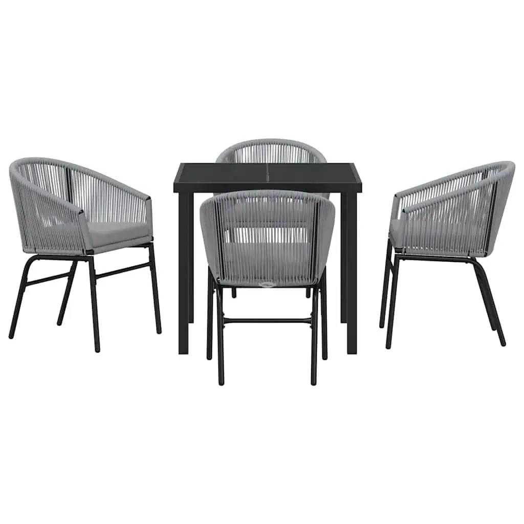 Garden Dining Set 5 pcs Outdoor Furniture Steel Frame Tempered Glass Table