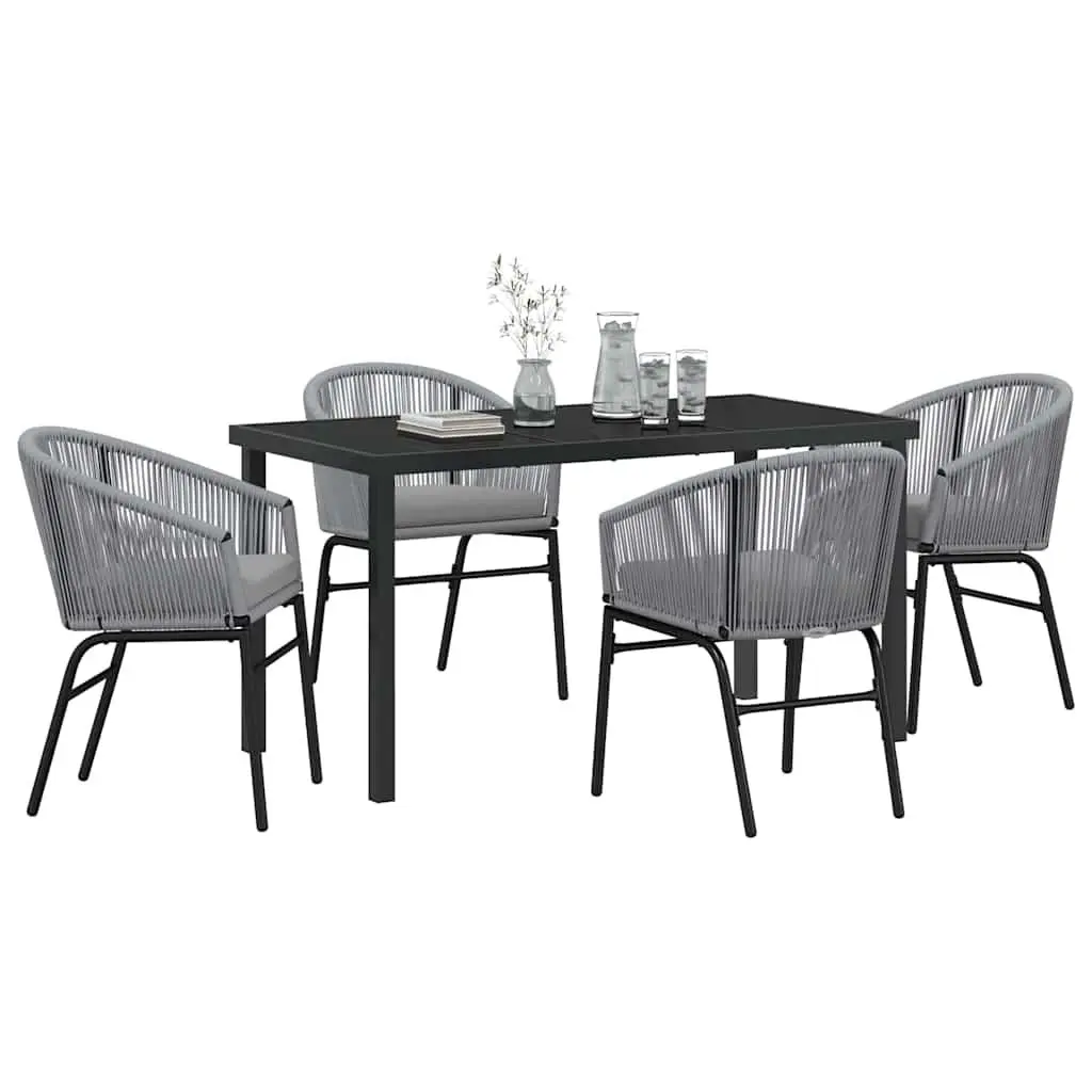 Outdoor Garden Dining Set 5 Piece Anthracite Steel Frame Glass Top Patio