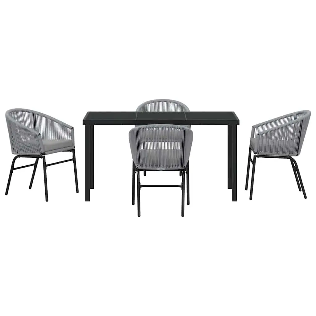 Outdoor Garden Dining Set 5 Piece Anthracite Steel Frame Glass Top Patio