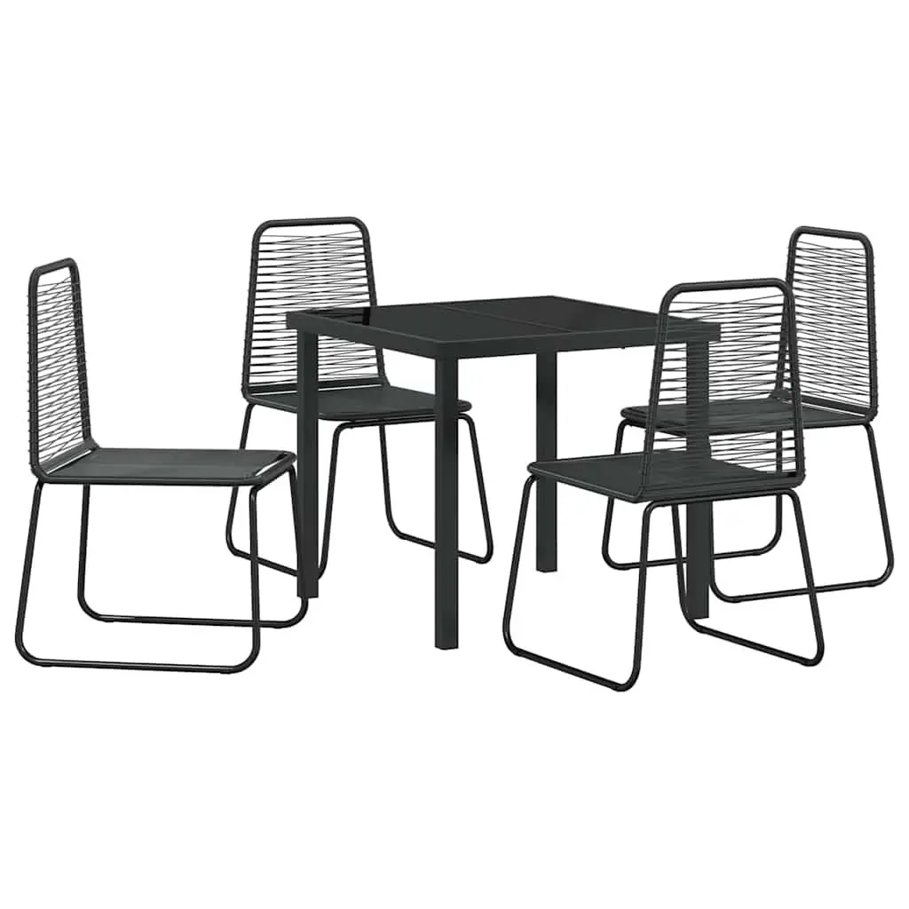 Garden Dining Set Rectangular Black 5 Pieces Outdoor Furniture Patio Table