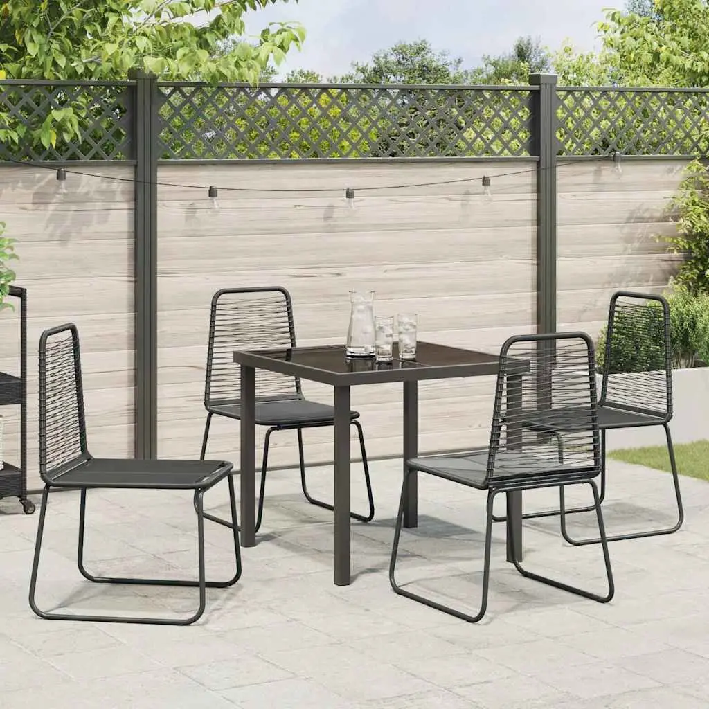 Garden Dining Set Rectangular Black 5 Pieces Outdoor Furniture Patio Table