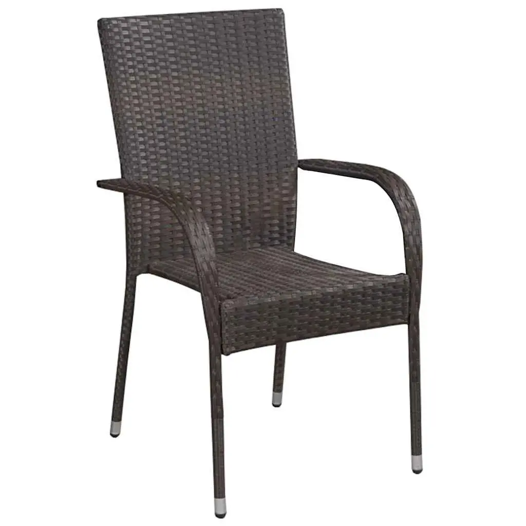 Garden Dining Set 5 Pieces Outdoor Furniture Brown Steel Frame Patio Table