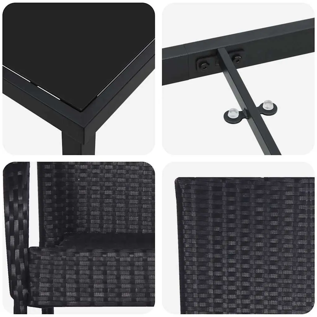 Outdoor Garden Dining Set 7 Piece Black Steel Frame Patio Furniture Rattan