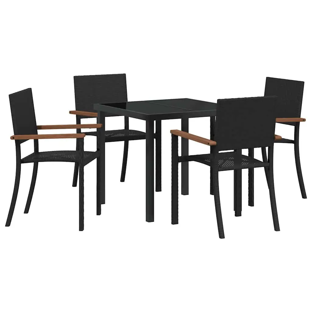 Garden Dining Set 5 Piece Outdoor Furniture Black Steel Frame Rattan Table