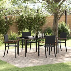 Friendly 5 Piece Black Garden Dining Set with Rattan Chairs